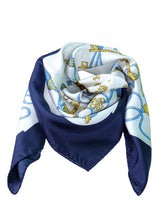 KEYS printed pure silk scarf with white background